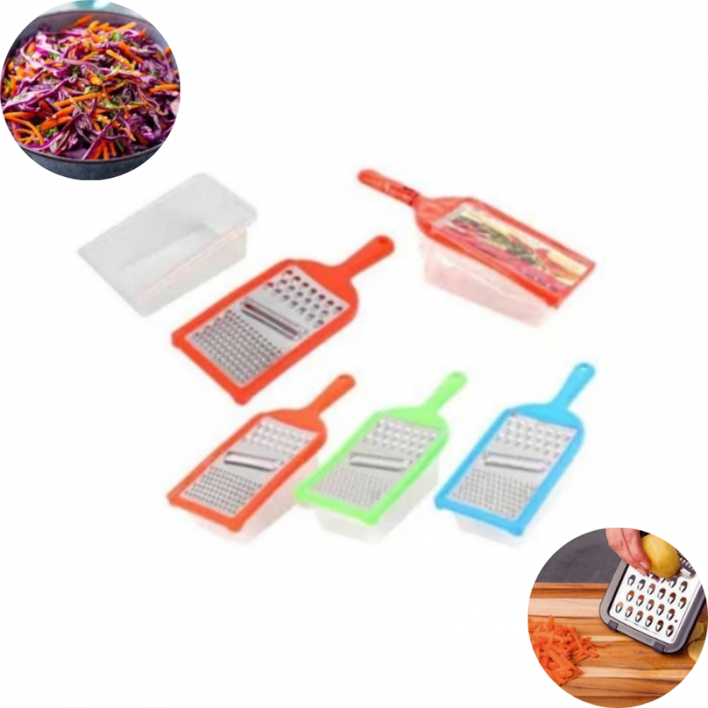 Ralador Inox 3 em 1 com pote Descascador Cortador Fatiador de Legumes e Vegetais