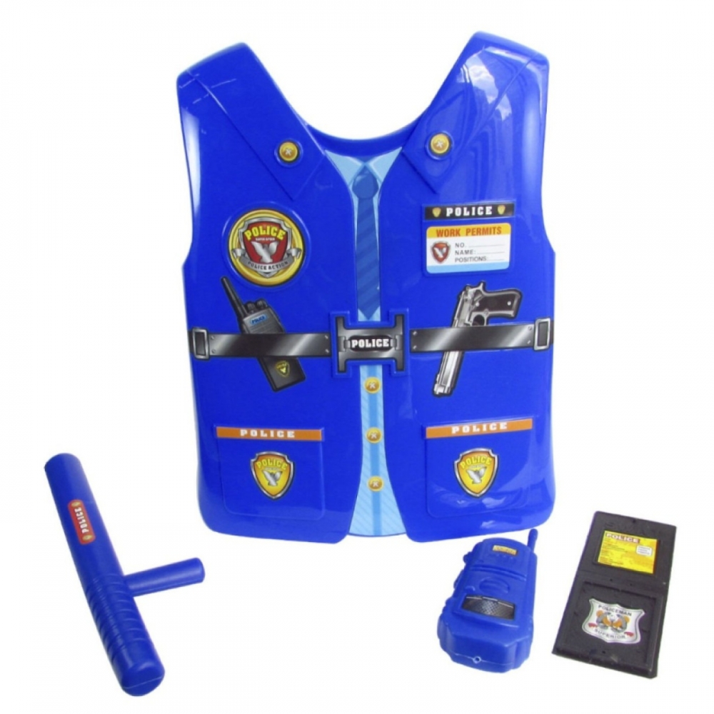 Brinquedo Kit Policial De Plastico C/4 Peças