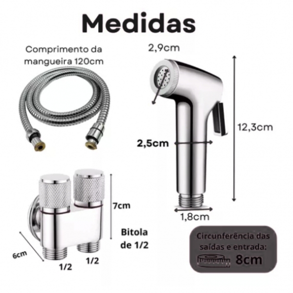 Kit Ducha Higiênica Registro Saída Dupla 1/2 Chuveirinho