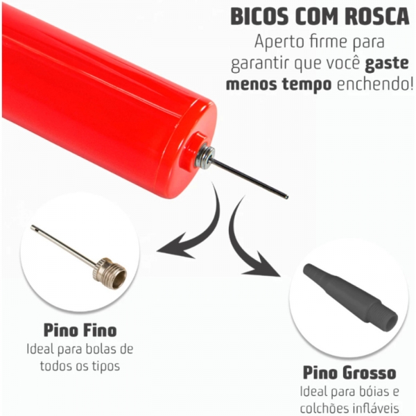 Kit Bomba De Ar Para Encher Bola Futebol Vôlei Praia