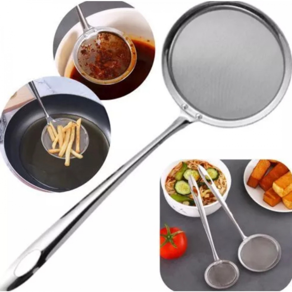 Concha Peneira Tela Fina Coador Pegador Fritura 9cm