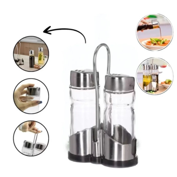 Jogo Galheteiro De Saleiro E Pimenteiro Com Porta Guardanapo