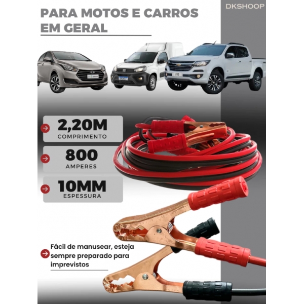Cabo Chupeta Transferência 500 Amp Carro Caminhão Bateria Carga 10 MM Auxiliar de Partida
