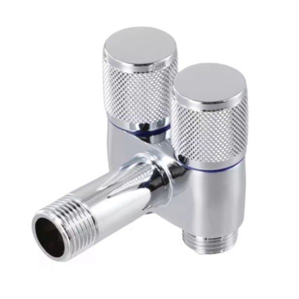 Registro Saída Dupla Válvula De Ângulo Ducha Bidê E Outros Preto