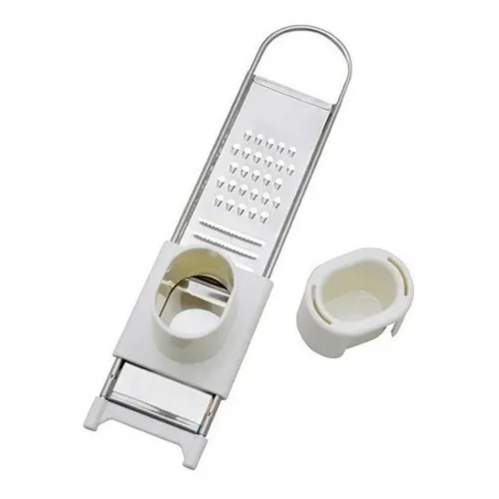 Ralador Fatiador De Alho Gengibre Em Inox C/ Coletor + Tampa