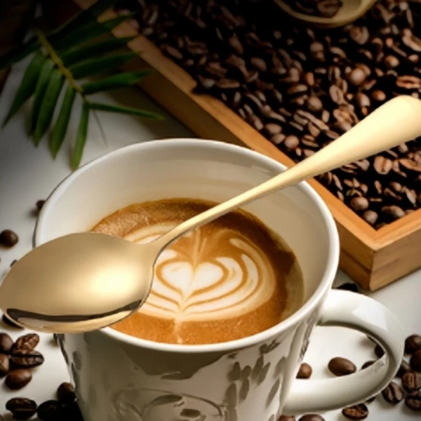 Kit 6 Colher Louça De Aço InoxidáVel Colher De Sobremesa Dourada / Luxuoso