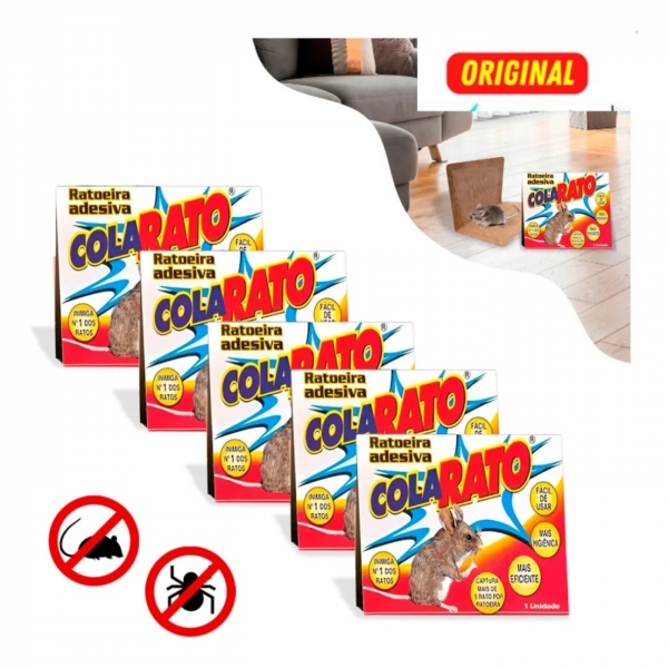 Kit 20 Unidades Ratoeira Adesiva Cola Forte Pega Rato Roedor