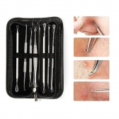 Kit 7 Curetas Remove Cravos Espinhas Aço Inoxidável Com Estojo