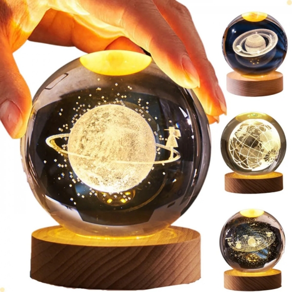 Luminária Menina na Lua Bola De Cristal Abajur Mesa Quarto