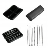 Kit 7 Curetas Remove Cravos Espinhas Aço Inoxidável Com Estojo