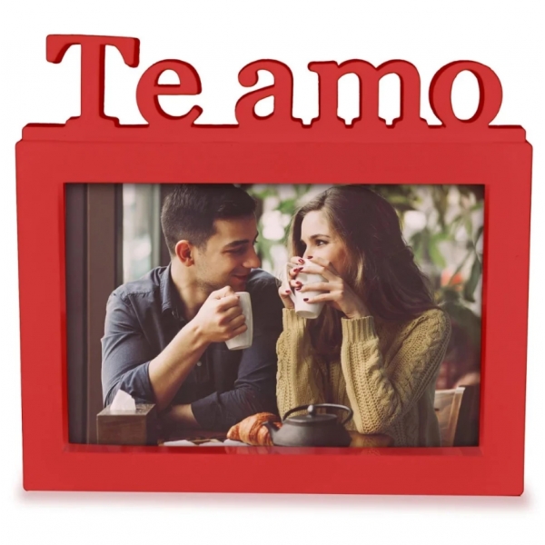 Porta Retrato TE AMO 10x15 cm Vermelho para Presente de Dia dos Namorados Casamento Esposa Mãe