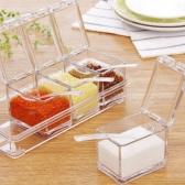 Kit 2 Organizador Acrílico 4 Potes Porta Temperos Gin Condimentos