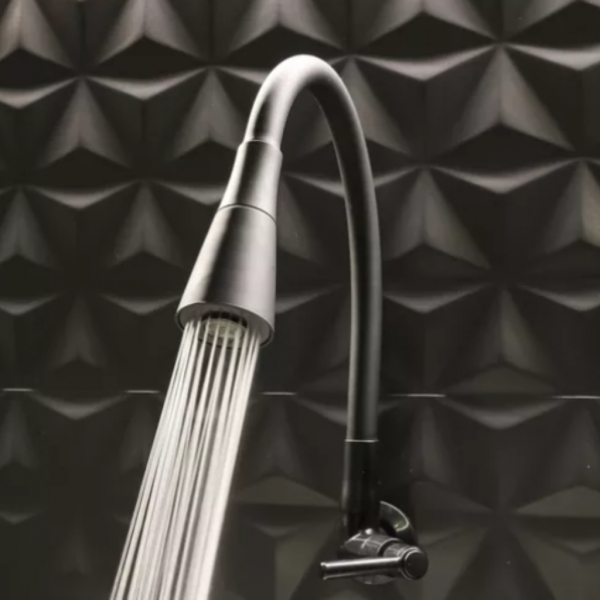 Torneira Gourmet Parede Cozinha Pia Dois Jatos Preta Abs