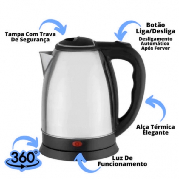 Jarra eletrica 220v inox chaleira eletrica alta tecnogia