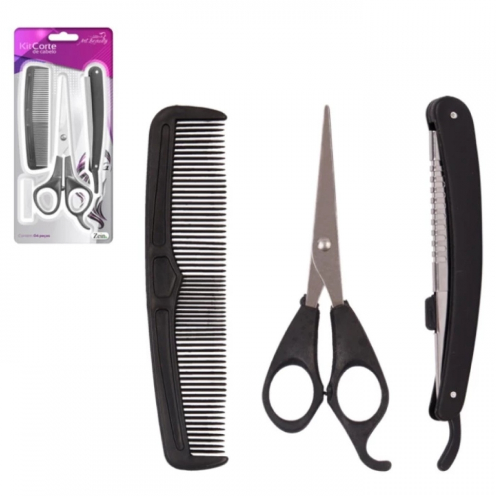 Kit Cabeleireiro Barbeiro Profissional 3 Peças