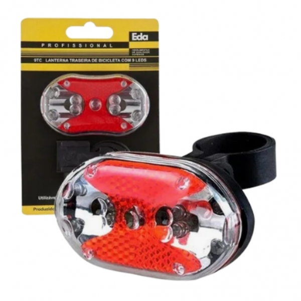Lanterna Para Bicicleta Traseira Com 9 Leds 9tc Eda