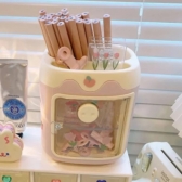 Porta Lápis em formato de Mini Geladeira - Porta Objetos com adesivos - Kawaii