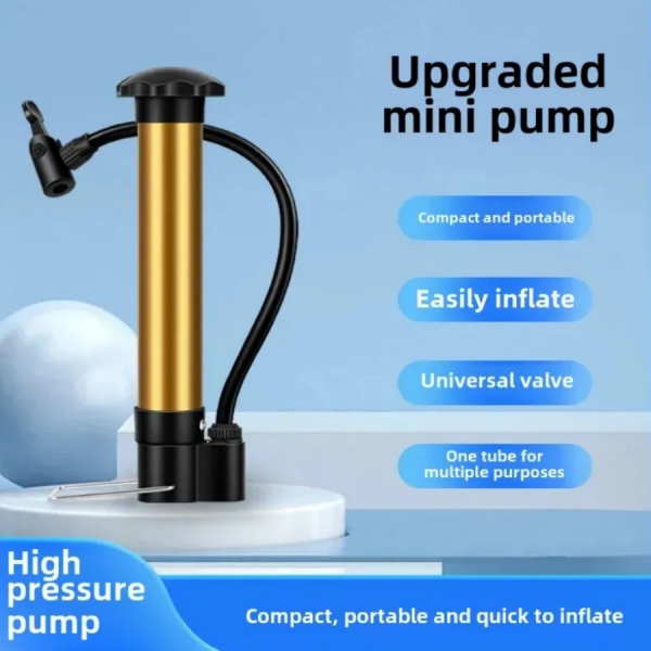Mini Bomba Dourado de Ar Manual Bicicleta Portátil