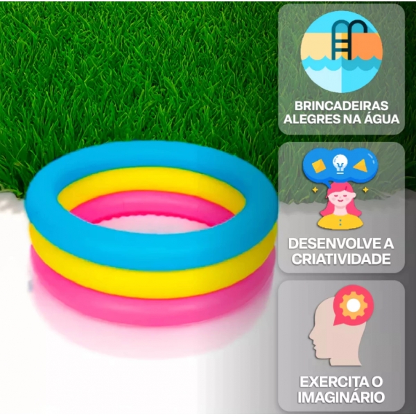 Banheira Piscina Inflável 88 L Piscina Para Crianças 3 Anéis