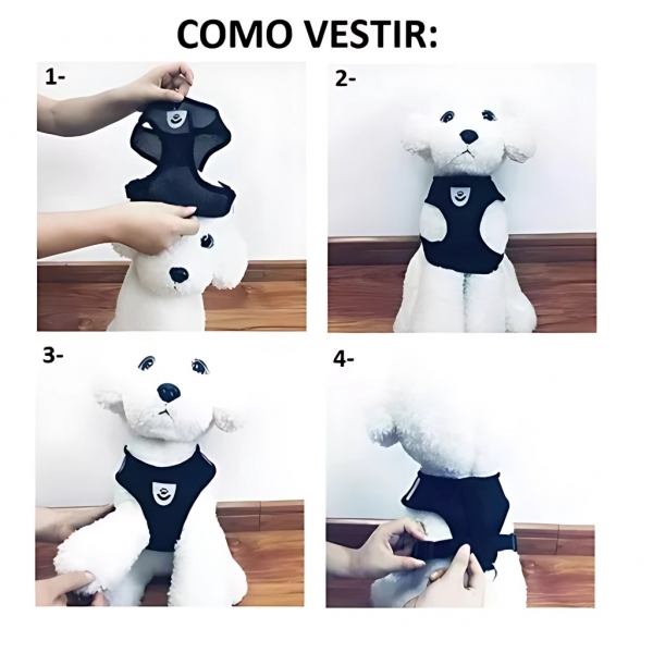 Coleira Peitoral Para Cachorro Gato Colete Refletivo Guia - Rosa M