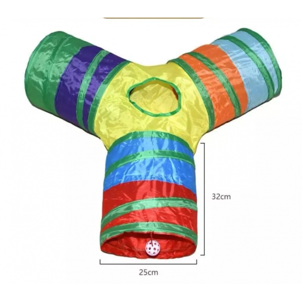 Brinquedo túnel para gatos Y com pelúcias – fácil de guardar cachorro