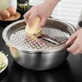 Ralador 4 em 1 Fatiador Bacia Legumes Queijo Tigela 26cm Cozinha saladeira aço inoxidavel inox