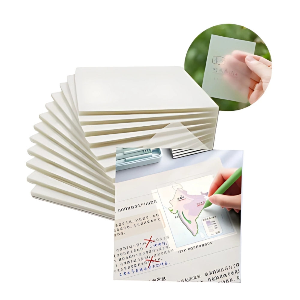 Kit 2 Bloco Post It 50 Unidades Notas Adesivas Transparentes 75mm x 75mm | Escola | Escritório | Bloquinho Anotações