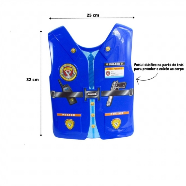 Brinquedo Kit Policial De Plastico C/4 Peças