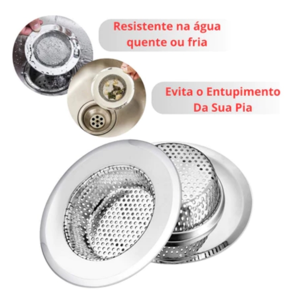 Ralo para Pia Prime Aço Inox com Borda Cozinha Ralinho - 5,4cm