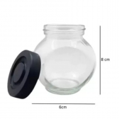 Kit 4 Potes de Vidro para Condimentos 180ml com Tampa Preta porta temperos