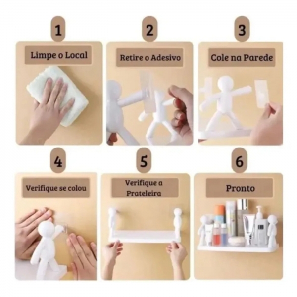 Porta Shampoo Boneco Prateleira Bob Retangular Plástico