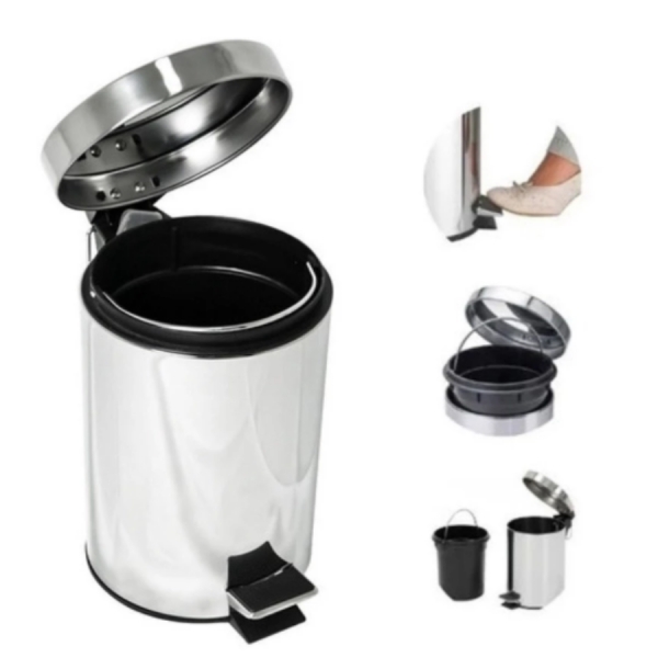 Lixeira Aço Inox Cesto 5 Litros Com Pedal Balde Lixo Removível