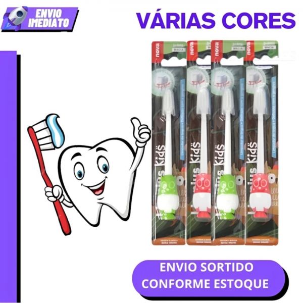 Kit Escova De Dente Macia Infantil Pacote 12 Unidades