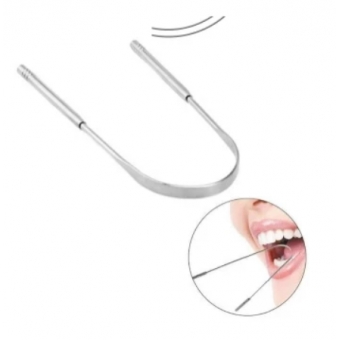 kit 3 Limpador de Língua Raspador Aço Inox Higiene Bucal contra mau hálito