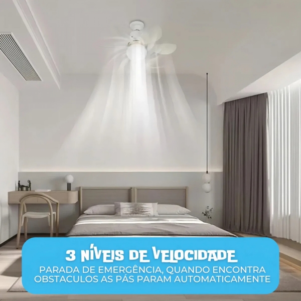 Ventilador De Teto Silencioso Econômico Com Luz Led Lâmpada