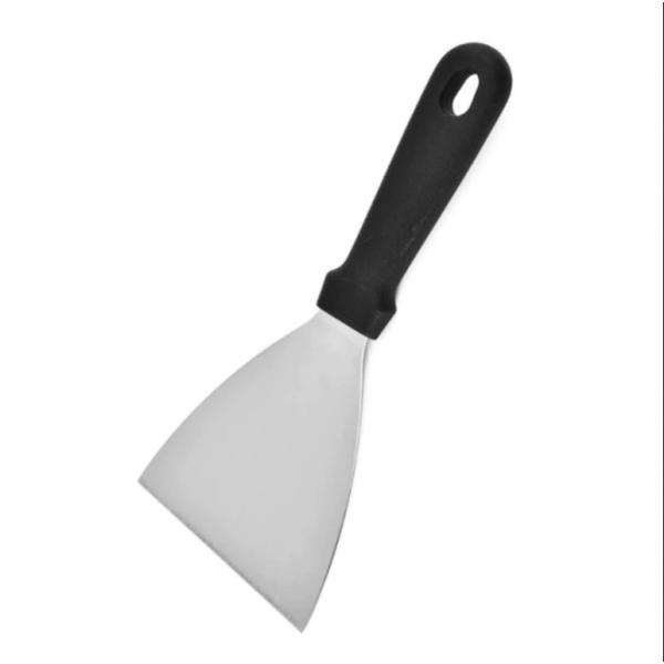 Kit Espátula Chapeiro Profissional de Inox 2 Peças Reta + Curva - Cozinha Burger Churrasco