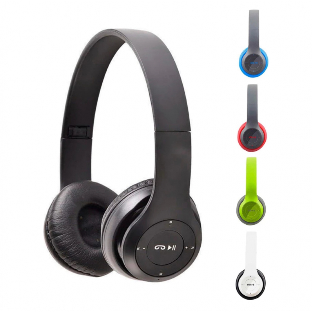 Fone de Ouvido Bluetooth: Sem Fio, Rádio FM, Entrada SD e Microfone – Som Hi-Fi e Design Dobrável Envio Aleatorio