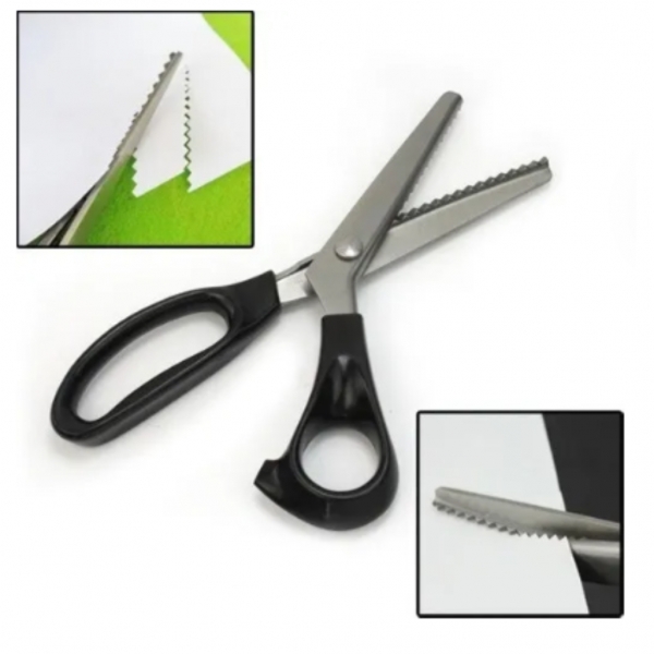 Tesoura Zig Zag Picotar Costura Papel Tecido Profissional Cor Preto