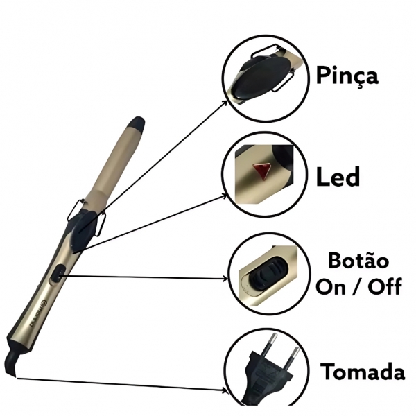 Modelador De Cabelos e Cachos Estilo Babyliss 22mm Bivolt