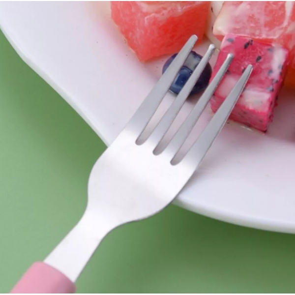 Jogo de Talher Com Estojo Inox 3 peças Com Cabo De Plástico Marmita