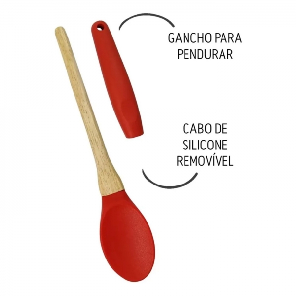 Colher Cabo de Silicone Auxiliar De Mexer 32Cm