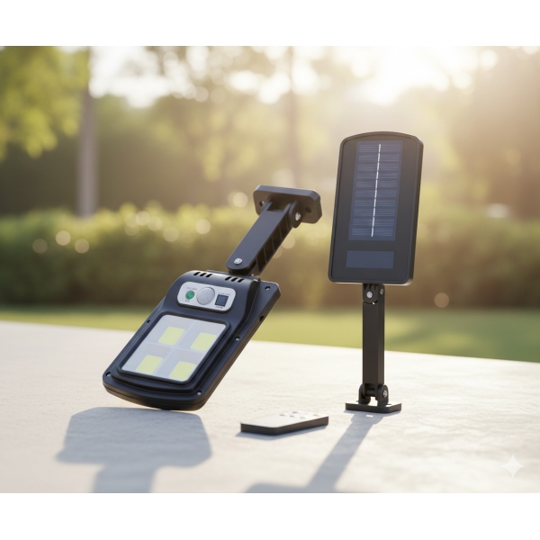 Luminária Solar Poste Rua Refletor Sensor Movimento Prova DÁgua Controle