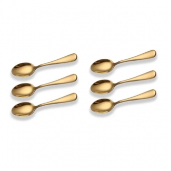Kit 6 Colher Louça De Aço InoxidáVel Colher De Sobremesa Dourada / Luxuoso