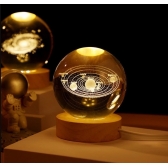 Luminária Decorativa Globo LED Com Interruptor On e Off Lua Via Láctea Sistema Solar Bola De Cristal