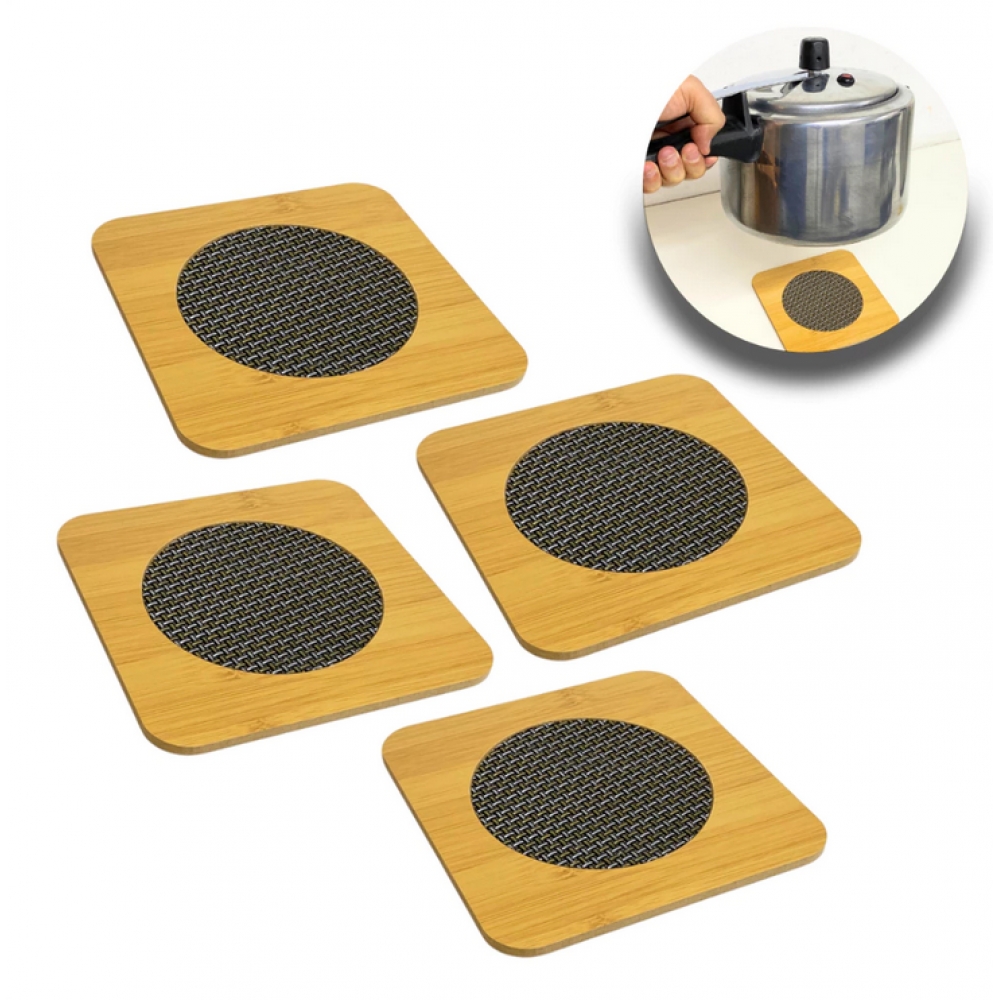 Descanso De Panelas Quadrado Madeira Protetor De Mesa Suporte Travessas Copos Cerejeira