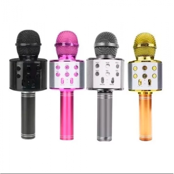 WS-858 - Microfone infantil de Karaoke Microfone de Brinquedo Sem Fio Bluetooth