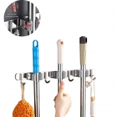 Porta Vassoura aço inox Rodo Suporte Com Encaixes e Ganchos Multiuso reforçado