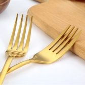 Kit 6 Garfo Dourado Forquilha De Aço Inoxidável De Alta Qualidade