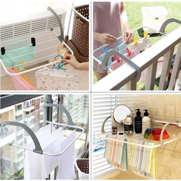 Varal Portátil De Janela Apartamento Varanda Seca Roupas Retrátil