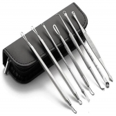 Kit 7 Curetas Remove Cravos Espinhas Aço Inoxidável Com Estojo